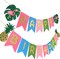 Hawaiian Birthday Party Decoration for Luau Summer Pool Glitter Gold Birthday Banner for Aloha Party Coconut Palm and Beach Happy Birthday Banner Photography Props